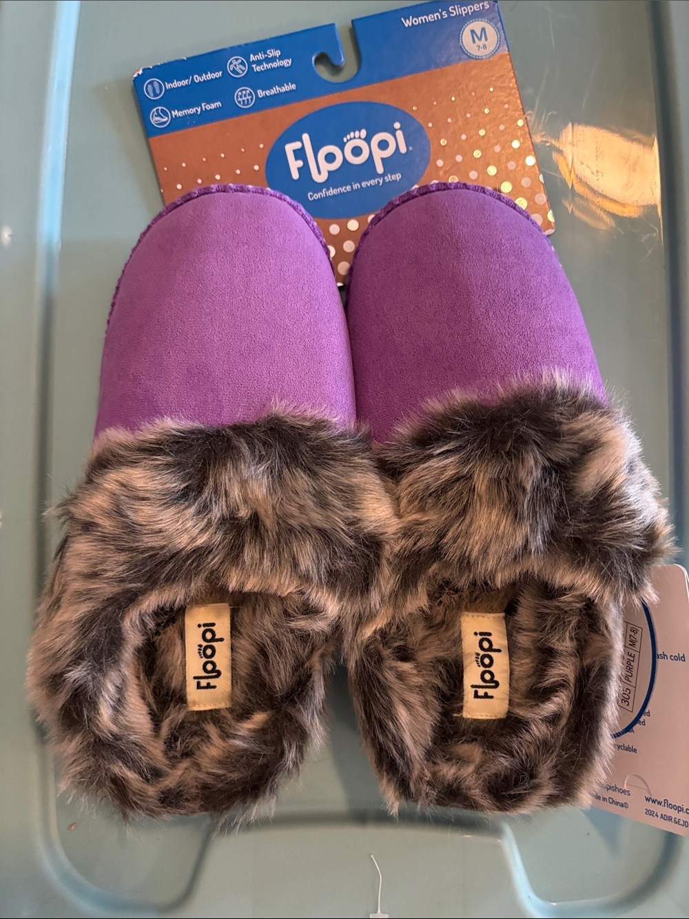 Plush Faux-Fur Lined Purple Women's Slippers